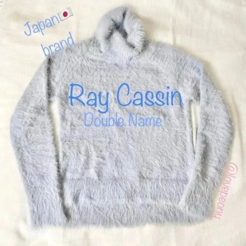 Baby Blue Turtle Neck Shaggy Eyelash Sweater Japan